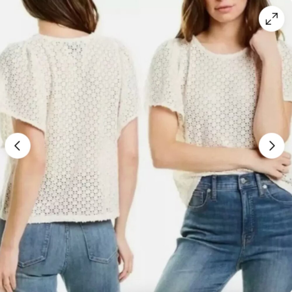 Madewell Texture & Thread Eyelet Flutter Sleeve W… - image 2